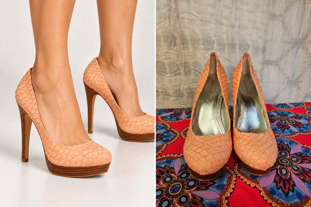 Calvin Klein Coral Faux Fish Scale Platform High Heel Pumps